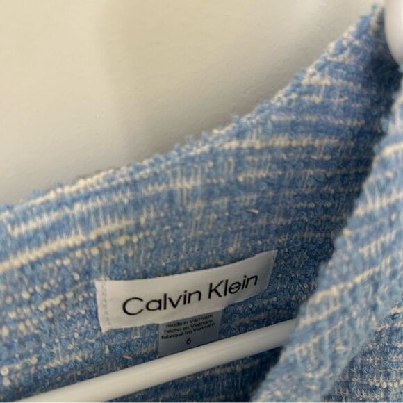 Calvin Klein | Blue Short Sleeve Crew Neck Tweed Sheath Dress | Size 6 NWT - Picture 3 of 8